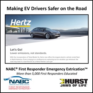Ad from Hertz, NAC First Responder Emergency Extrication Program, and Hurst Jaws of Life - Making EV Drivers Safe on the Road